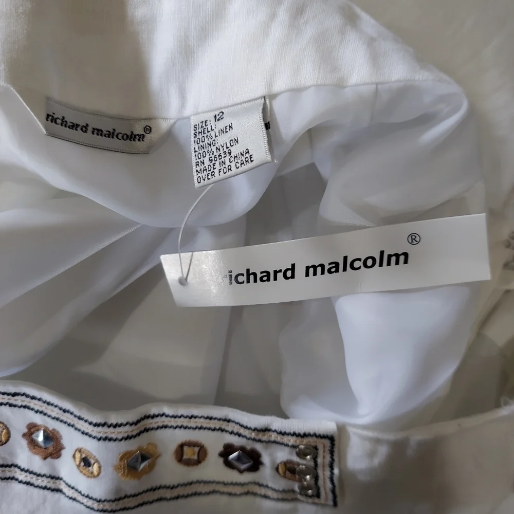 NWT Linen Embroidered Beachy Maxi Skirt by Richard Malcolm